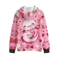 thumbnail image 2 of Chririnla Strawberry Axolotl Fleece Sweatshirt for Boys and Youth - Trendy Fall Hoodie with Long Sleeve for School and Outdoor, 2 of 7