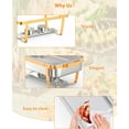 thumbnail image 6 of 2025 New Chafing Dish for Buffet Set, 8 QT Chafers and Buffet Warmers Sets with Folding Frame, Spoon & Tweezer for Weddings Parties Banquets Catering Events, 6 of 7