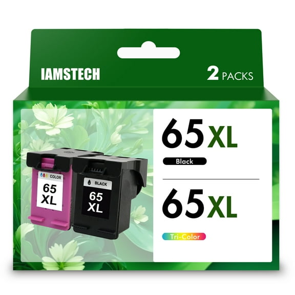 Amstech Black and Multi Color 65XL Cartridge 2 Pack Combo Compatible for HP 65XL Work for Deskjet 3755 3752 3772 2622 ENVY 5052 5055 (Black,Cyan,Magenta,Yellow)