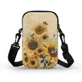 thumbnail image 2 of HELLHERO Sunflowers and Bee Adjustable Strap Sling Bag with 2 Zippers Polyester 4.33"x1.97"x7.09" for Adults, 2 of 7