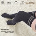 thumbnail image 5 of Lian Lifestyle Exquisite Big Girls Women 3 Pairs Thigh High Cotton Socks. Super Comfortable in Unique Colors Size 2.5-7 LBG1023Blk,Coffe,Navy, 5 of 9