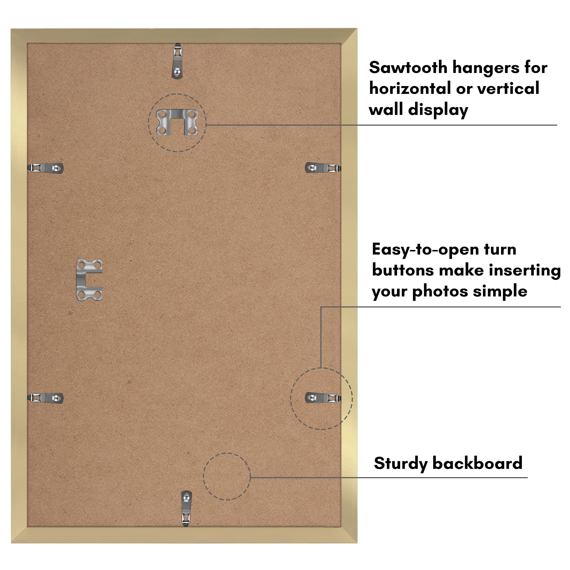 Americanflat 11x17 Picture Frame with Polished Plexiglass with 8x12 Mat 2 Pack Display Photo Galleria - Gold