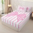 thumbnail image 2 of Homewish Pink Coquette Bowknot Zipper Full Size Comforter Sets with Fitted Sheet and 2 Pillowcases,Cartoon Cute Bowtie Zipper Bedding Set For Girls Kids,Reversible,4 Pieces, 2 of 7