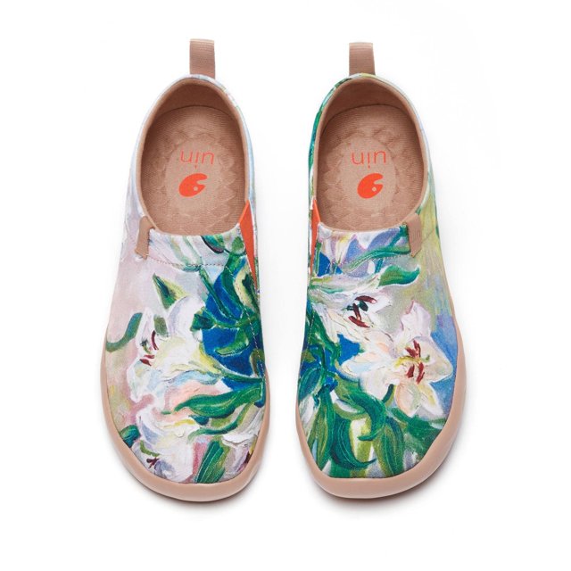 Zapatos UIN Art pintados sobre lienzo, diseño artístico, diseño de lirio