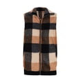 thumbnail image 6 of BSDJILFG Jacket Vests for Women Plus Size Fleece Color Block Plaid Shirts Sleeveless Thicken Collar Cardigans Winter Waistcoats Christmas Gifts, 6 of 8