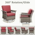 thumbnail image 3 of Lumiinofami 5 Piece Patio Furniture Set, Wicker Outdoor Patio Conversation Swivel Glider Rocker Chairs Set with Ottomans and Storage Side Table for Balcony Deck Garden, Red Cushions, 3 of 10