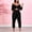 Black, variant on Idoravan Women Sets Clothing Clearance Womens Casual Fashion Sexy Open Navel V-neck Solid Cross Top Crotch Pants Suit