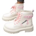 thumbnail image 5 of Women's Love Ankle Boots Combat Boots Lace Up Lug Sole Leather Side Zipper Goth Riding Short Booties, 5 of 6