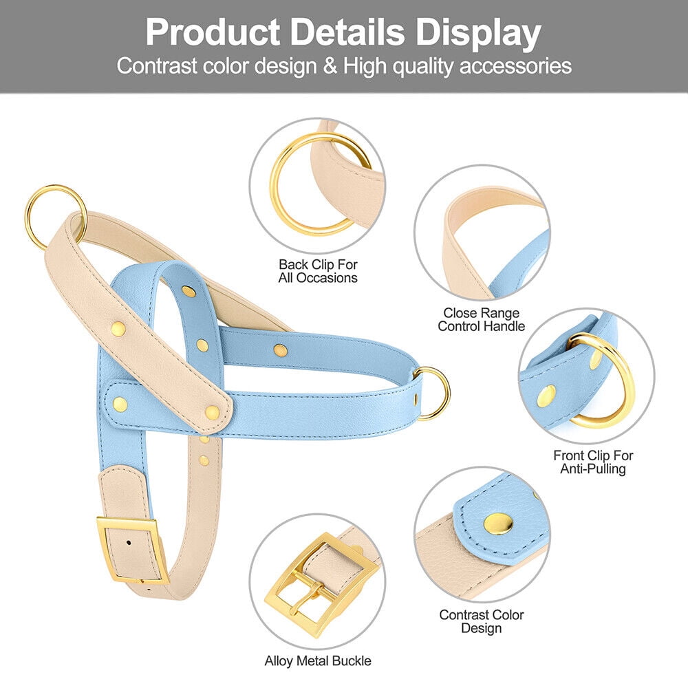 Didog Fashion No Pull Front Leading Dog Harness Soft Leather Adjustable Chest Vest with Handle