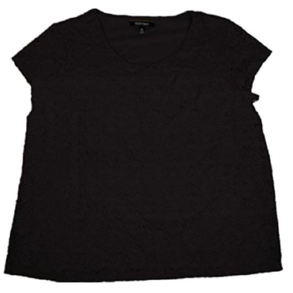 Ellen Tracy Women's Lace Detail Overlay Short Sleeve Top, E.BLACK, M New with box/tags