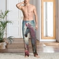 thumbnail image 5 of Vsdgher Flower White Horse (2) Print Mens Pajama Pants Sleep & Lounge Pants, PJ Bottoms With elastic waistb and Pockets, 5 of 5