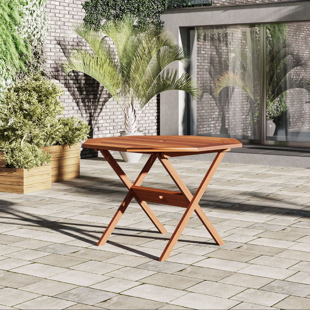 Amazonia Saralegui 5-Piece Solid Wood 100% FSC Octogonal Patio Dining Set, Gray Chairs, Seating Capacity: 4