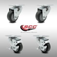 thumbnail image 2 of 3 Inch SS Thermoplastic Rubber Wheel Swivel Top Plate Caster Set with 2 Brakes, 2 of 2