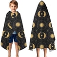 thumbnail image 3 of Black Gold Sun Moon Pattern Hooded Bath Towel，50"x30" for Ages 3 To 12 Kids, Quick Dry Lightweight Soft Microfiber Hood Beach Towel Cover Up for Kids, 3 of 7