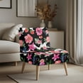 thumbnail image 2 of ZIATUBLES Armless Chair Slipcover Stretch Spandex Fabric Accent Chair Covers without Arms Removable Furniture Protector with Elastic Bottom for Living Dining Room, Flower Leaf Strawberry Cow Print, 2 of 7
