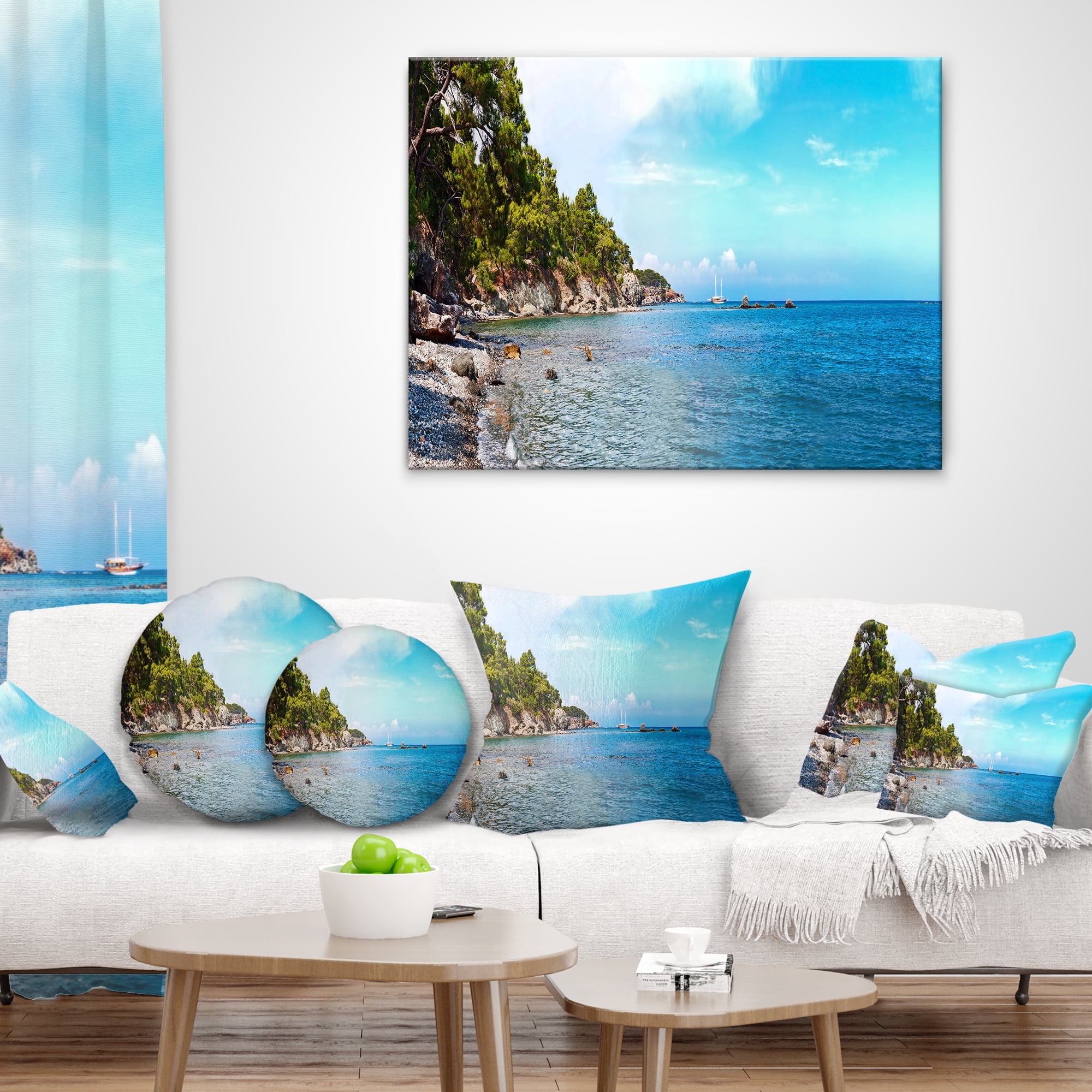 Designart 12" x 20" Blue Polyester Throw Pillow