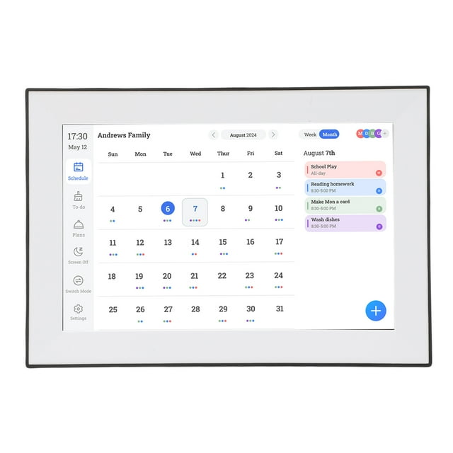 Tableau de Calendrier Numérique 10.1 Pouces, 1080P FHD Interactif Écran Tactile Mural, Personnaliser Tableau de Bord, Calendrier Électronique Intelligent pour Planification des Repas en Famille, Tableau de Choure