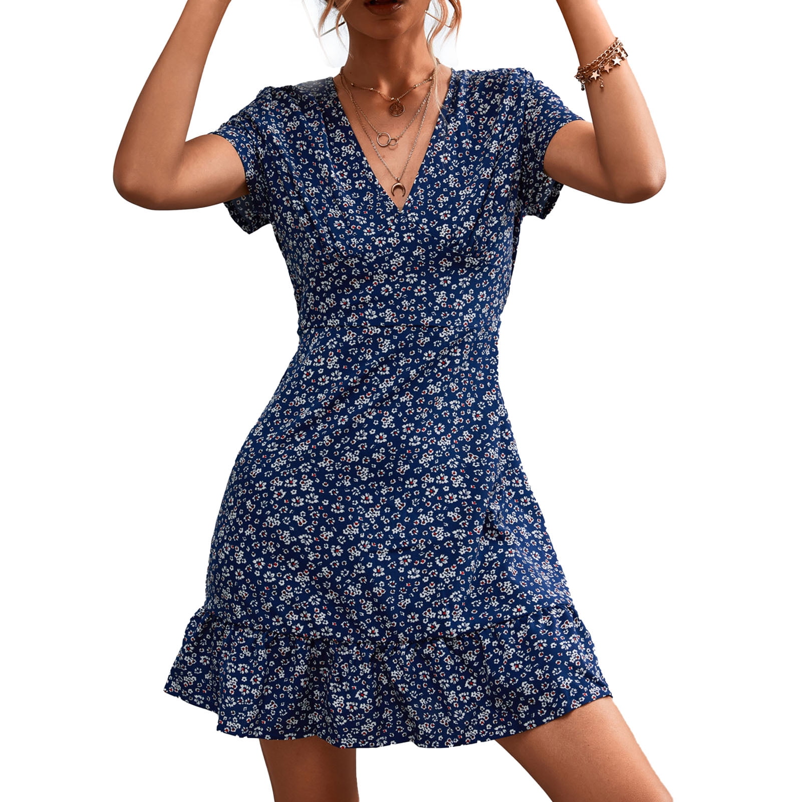 ruffled printed dress