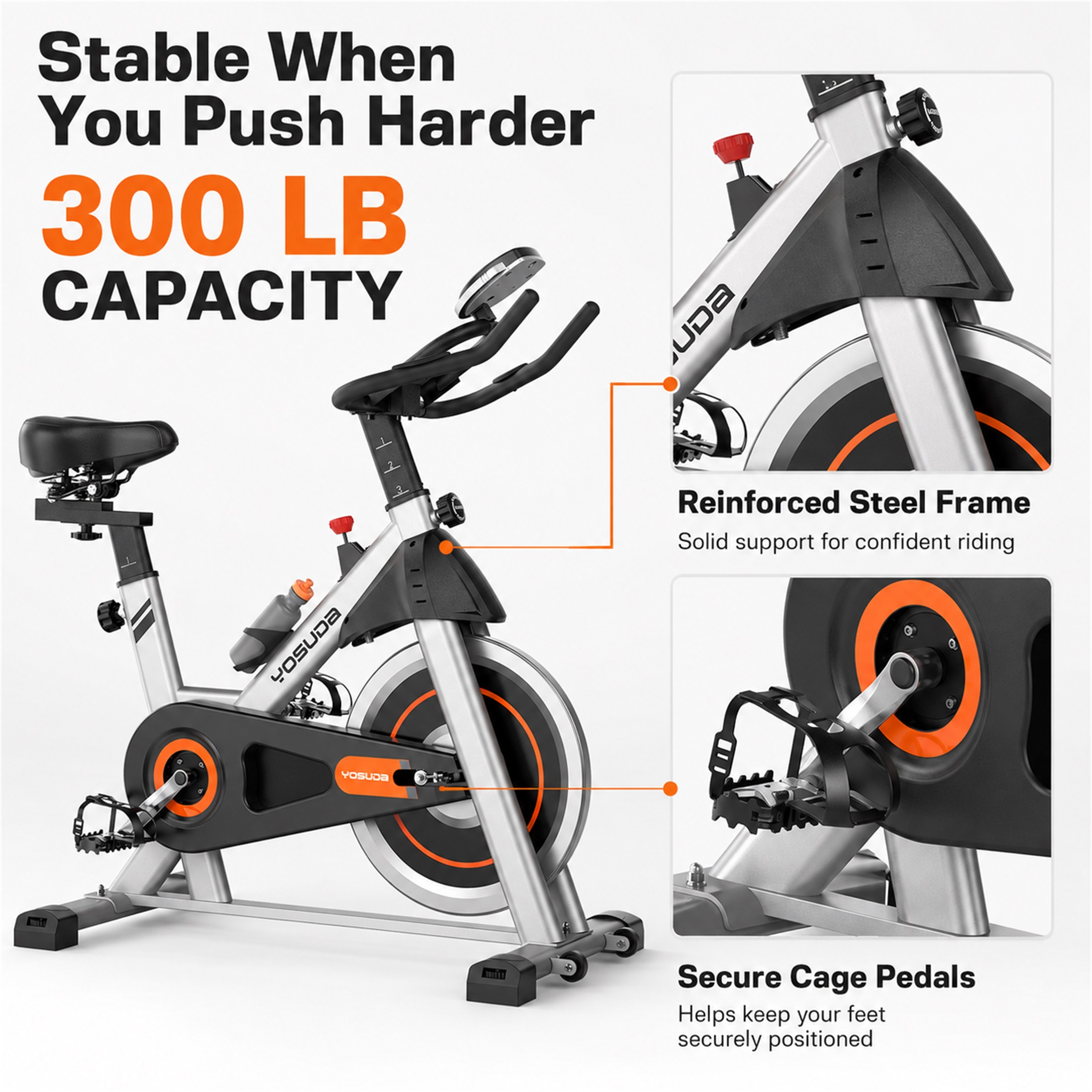 Yosuda Exercise Bike for Home, 300 lb Capacity photo 3