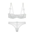 thumbnail image 1 of Uhndy Women's Balconette Bra Demi-Cup Bra Underwire Sexy Casual Solid Lace Bra and Thongs Bra Set White 36D Bra, 1 of 5