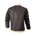 CTPDG Men's Vintage Lapel Collar Jacket Faux Leather Jacket Cardigan
