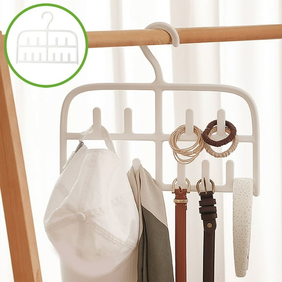 23K  Saved Kumdkd Closet Organizer Hanger - Double Layer Bra/Belt/Tie Holder with 12 Hooks, Space Saving Underwear Organizer for Small Closets (White Plastic)