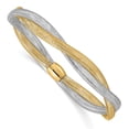 thumbnail image 3 of Auriga Fine Jewelry 14K Two-Tone Gold Twisted Woven Mesh Stretch Bracelet 7 inch for Women(L- 7inch, W- 7.5mm), 3 of 5