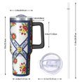 thumbnail image 2 of 40oz Pioneer Flower Floral Print Pattern Insulated Tumbler with Handle, BPA-Free Leak Proof Lid and Straws, Double Wall Vacuum, Hot 12h/Cold 34h, 2 of 6