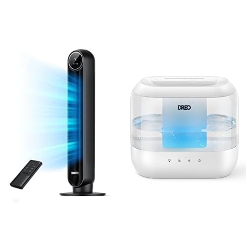 Pack Ventilador Torre Dreo para Dormitorio + Humidificador de 4L con Difusor de Aceites Esenciales