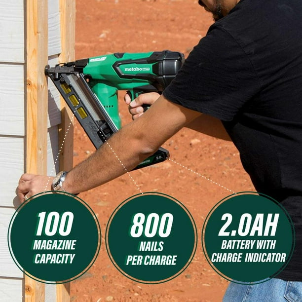 Metabo HPT 18V MultiVolt Angled Cordless Finish Nailer Kit 15 Gauge 1 1 4 up to 2 1 2 Angled Finish Nails 1 18V 2.0Ah Lithium Ion Battery Charger Bag Lifetime Tool Warranty NT1865DMAST Walmart Busines...
