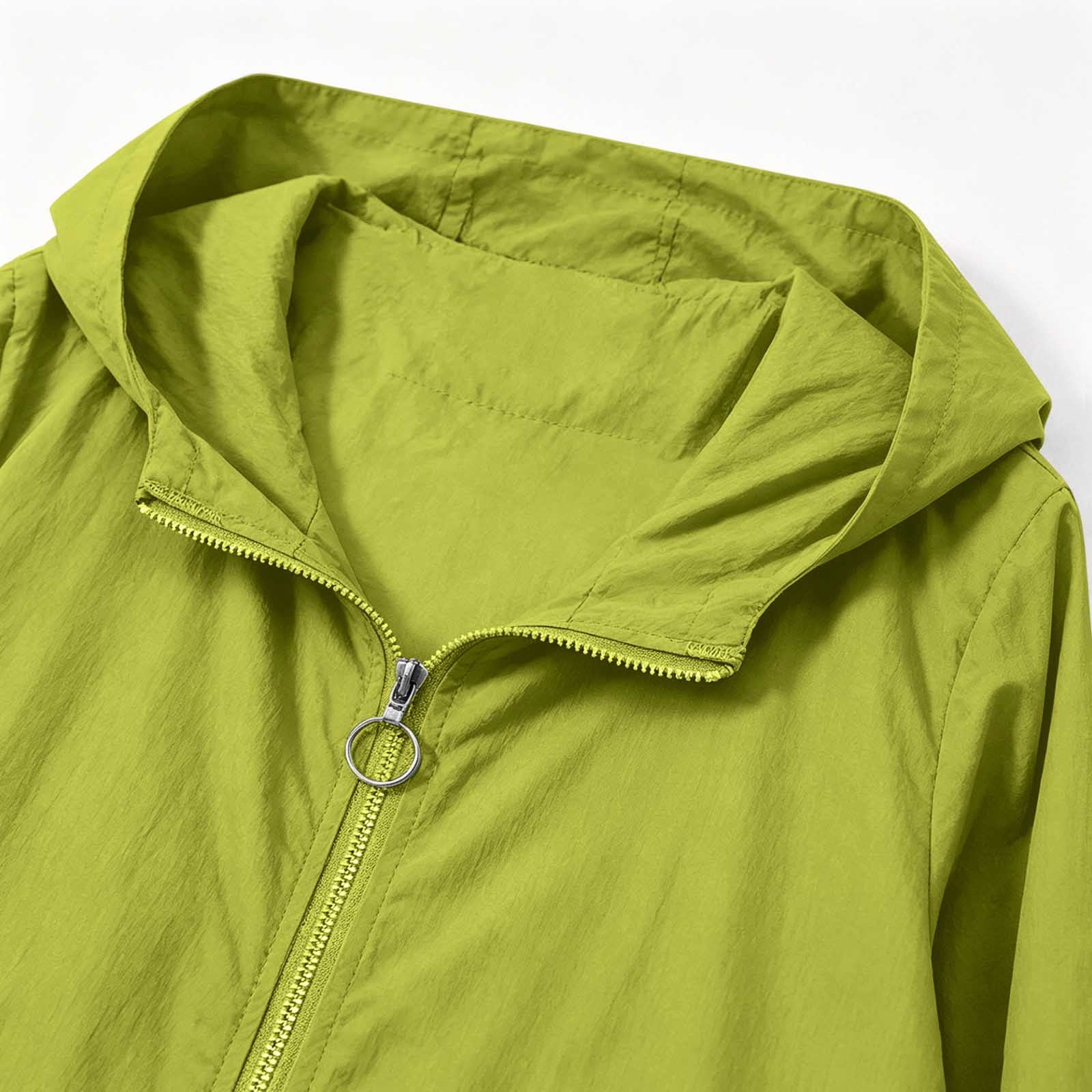CaComMARK PI Women's Hooded Zip Up Jackets Windbreaker Long Sleeve High Low Hem Loose Oversized Lightweight Travel Casual Coat Yellow