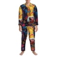 thumbnail image 3 of Lsque Colorful Daisy Sunflower Cow Pattern Long Sleeve Pajama Set for Men - Soft 2-Piece Sleepwear and Loungewear Set with Pockets, Comfy Nightwear-XX-Large, 3 of 7