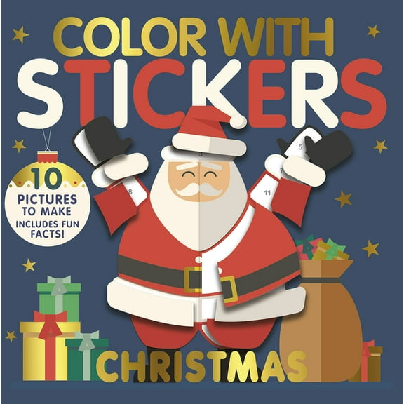 Color with Stickers Christmas: Create 10 Pictures with Stickers! (Paperback)