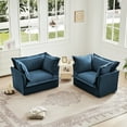 thumbnail image 3 of Newboti Furniture Set of 2 Slipcovered Armchairs,Deep Seat Accent Chair Set for Living Room, Reading Room, Bedroom and Working Spaces,Armchair Sets with Large Soft Pillows,Chenille Fabric, Blue 84398, 3 of 15