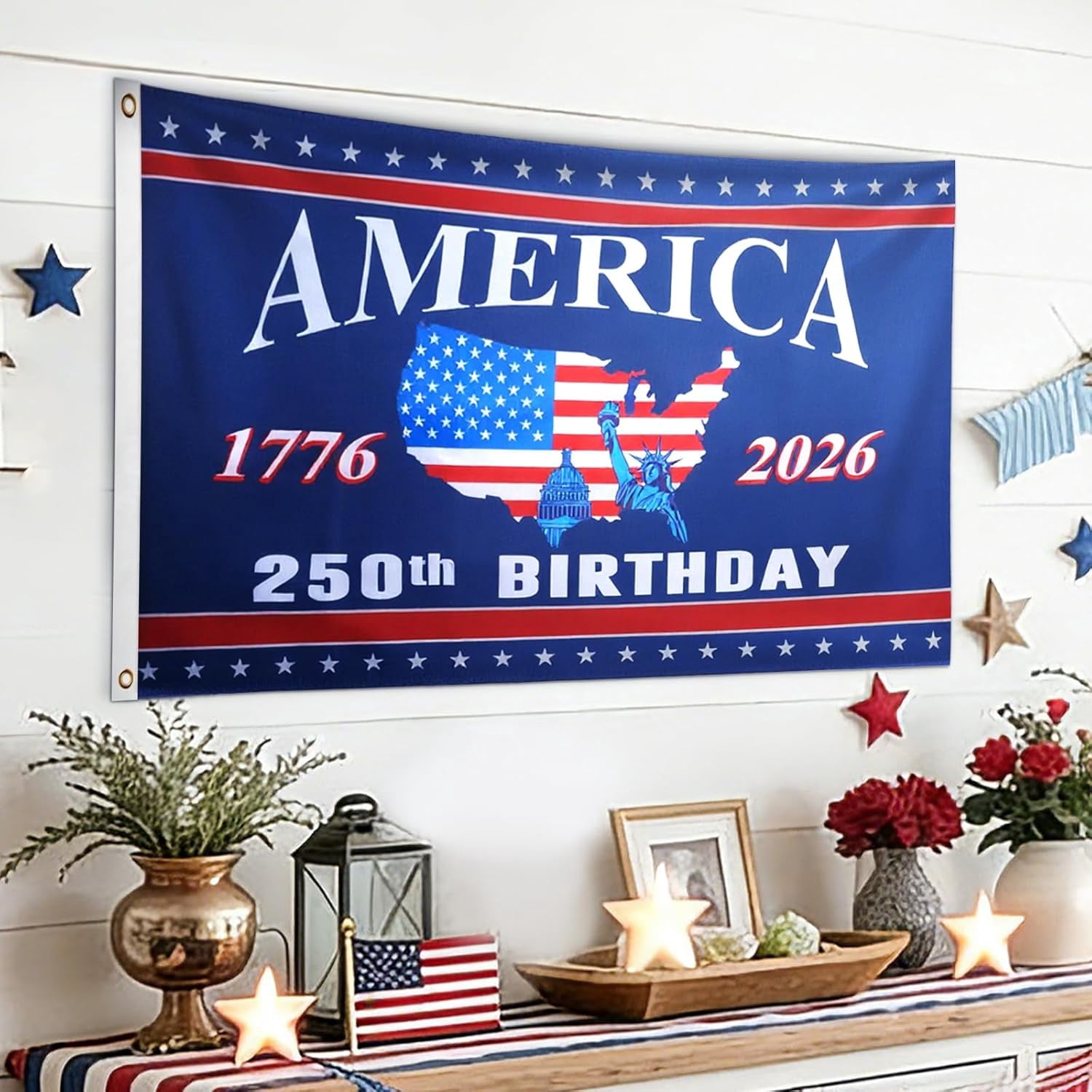 250 Anniversary USA Flag - 4x6 Ft Double Sided Patriotic Flags - 4th of July Decorations Independence Day 250th Anniversary American Flag for Indoor Outdoor Decoration