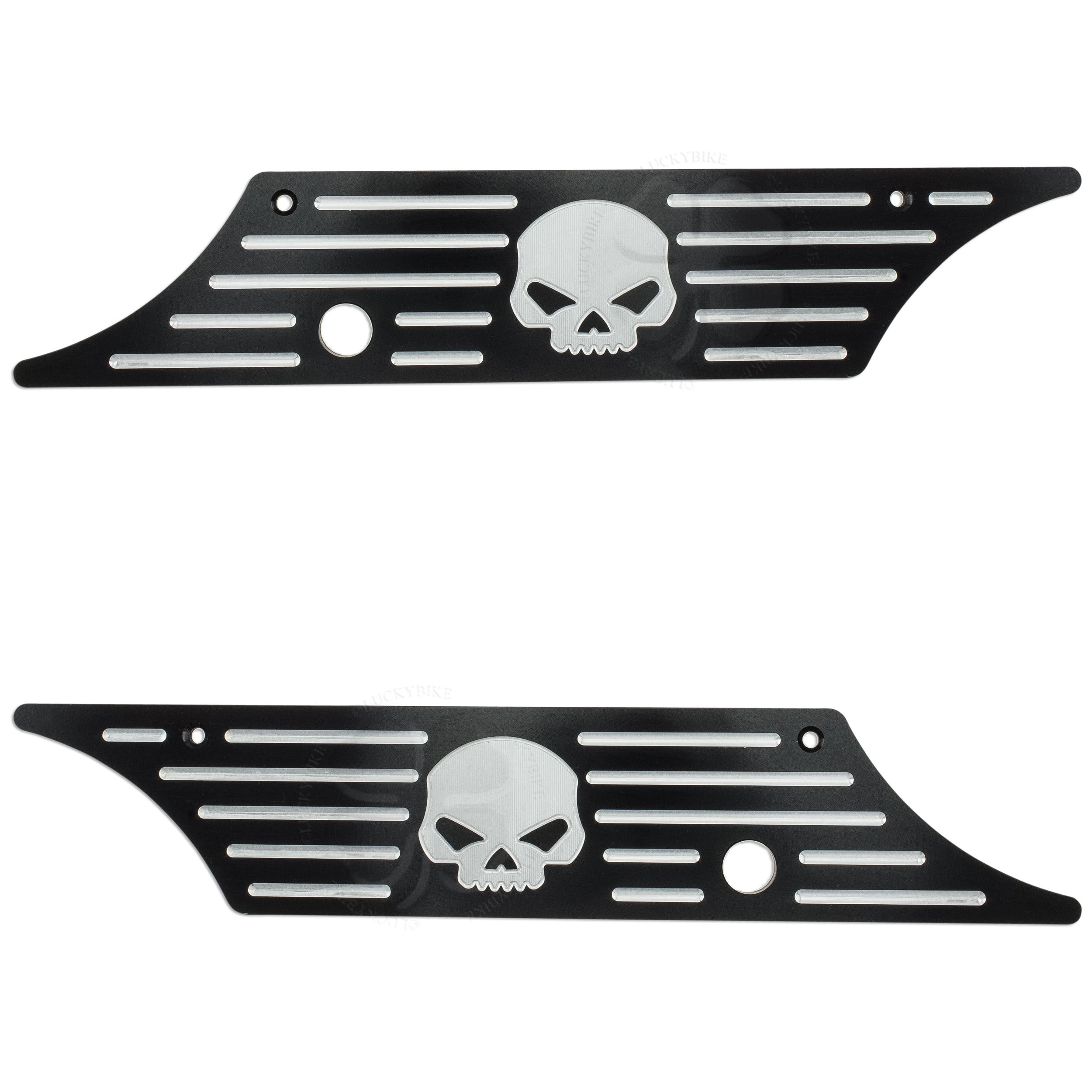 Set Black Skull 9413 Harley Touring Hard Saddlebag Latch Covers Lock