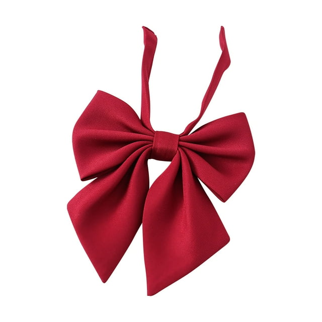 Xfvqtps Girls Bow Tie Solid Color Bowties Adjustable Neckties for Uniform School Party Wine