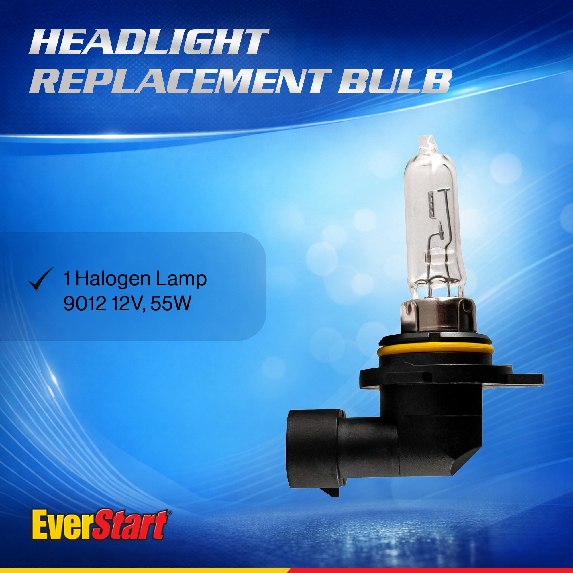 EverStart 9012 Halogen Headlight Bulb, 1 pack, Compatible with Multiple Cars