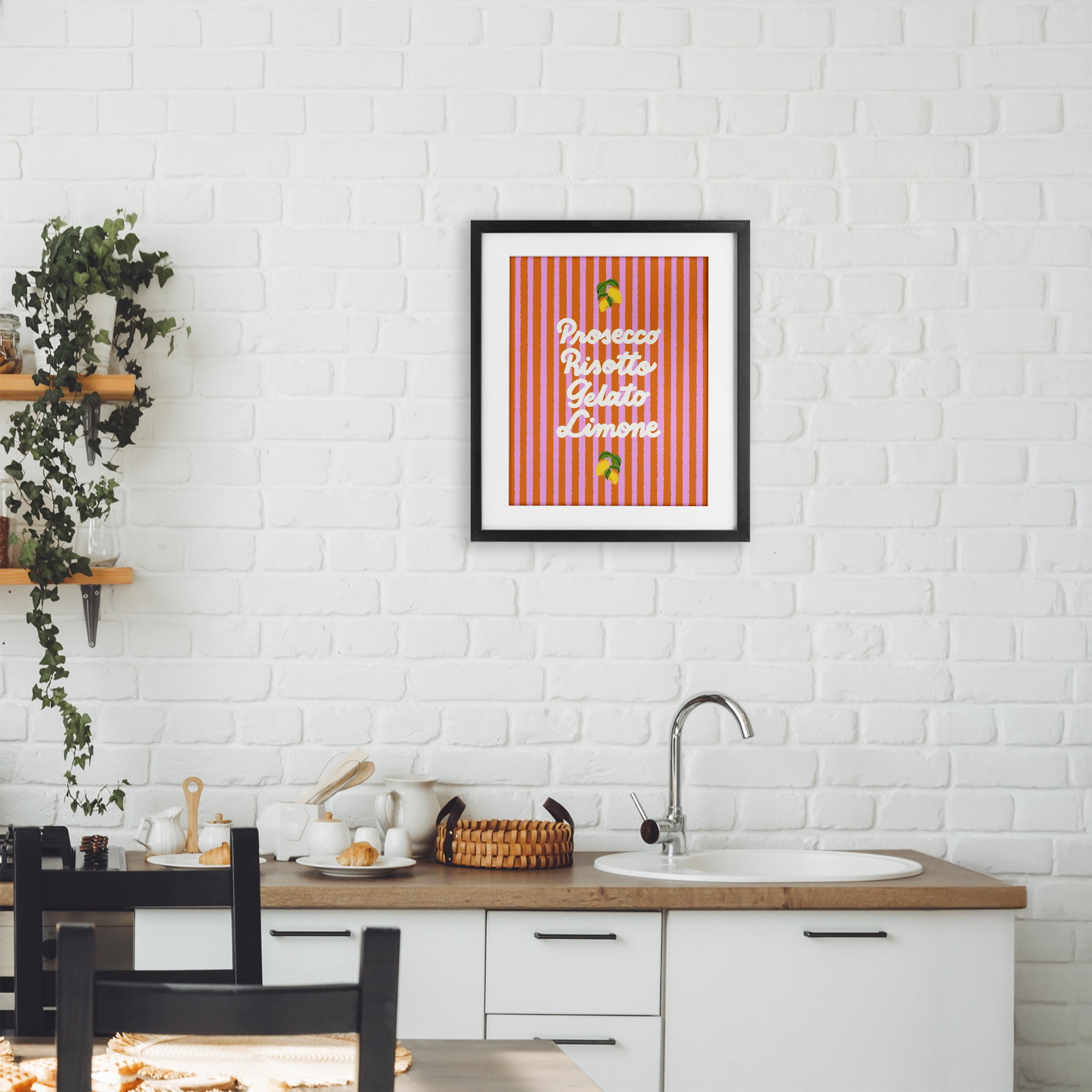 Stupell Industries Italian Enjoyment over Stripes Black Framed Print Under Glass, design by Indira Prieto | IndySign