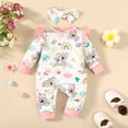 thumbnail image 3 of KIMI BEAR Newborn Baby Girls Rompers Long Sleeves Bodysuits Loala Print Fall Baby Girls Bodysuits with Headband 2pcs Girls Clothes 3-6 Months, 3 of 8