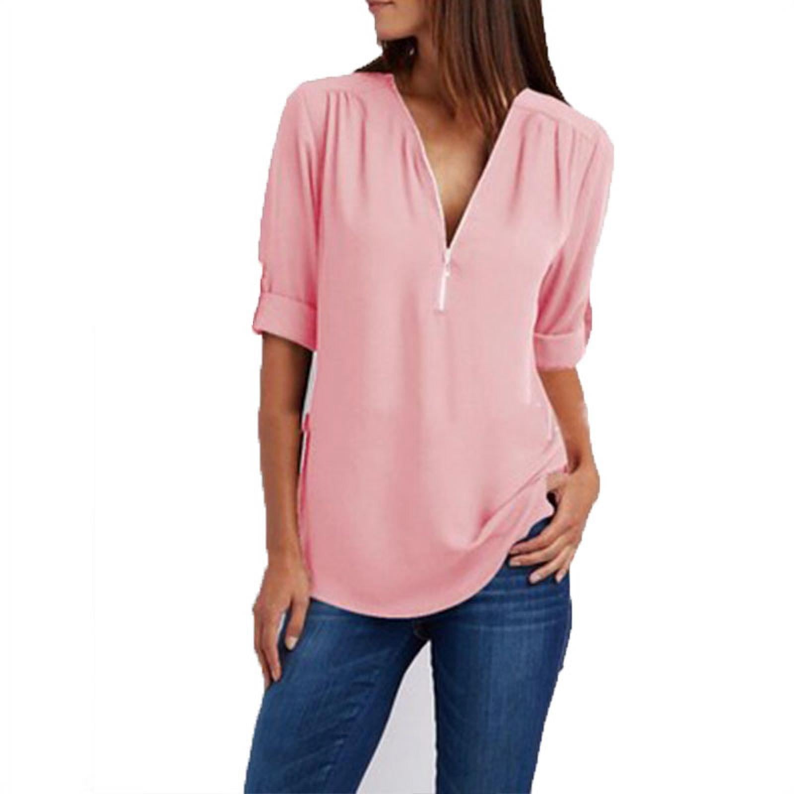 Fashion Women Casual Tops T Shirt Loose Top Long Sleeve Solid Blouse ...