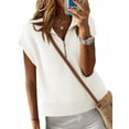 thumbnail image 2 of Womens Short Sleeve Cropped Knit Tops Half Zip Cap Sleeve Lightweight Oversized Sweater Vest, 2 of 4