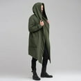 thumbnail image 3 of SWSMCLT Men's Long Hooded Coat Cardigan Outerwear Cold Weather Drape Front Loose Coats Casual Chic Knee Length Green Medium, 3 of 3