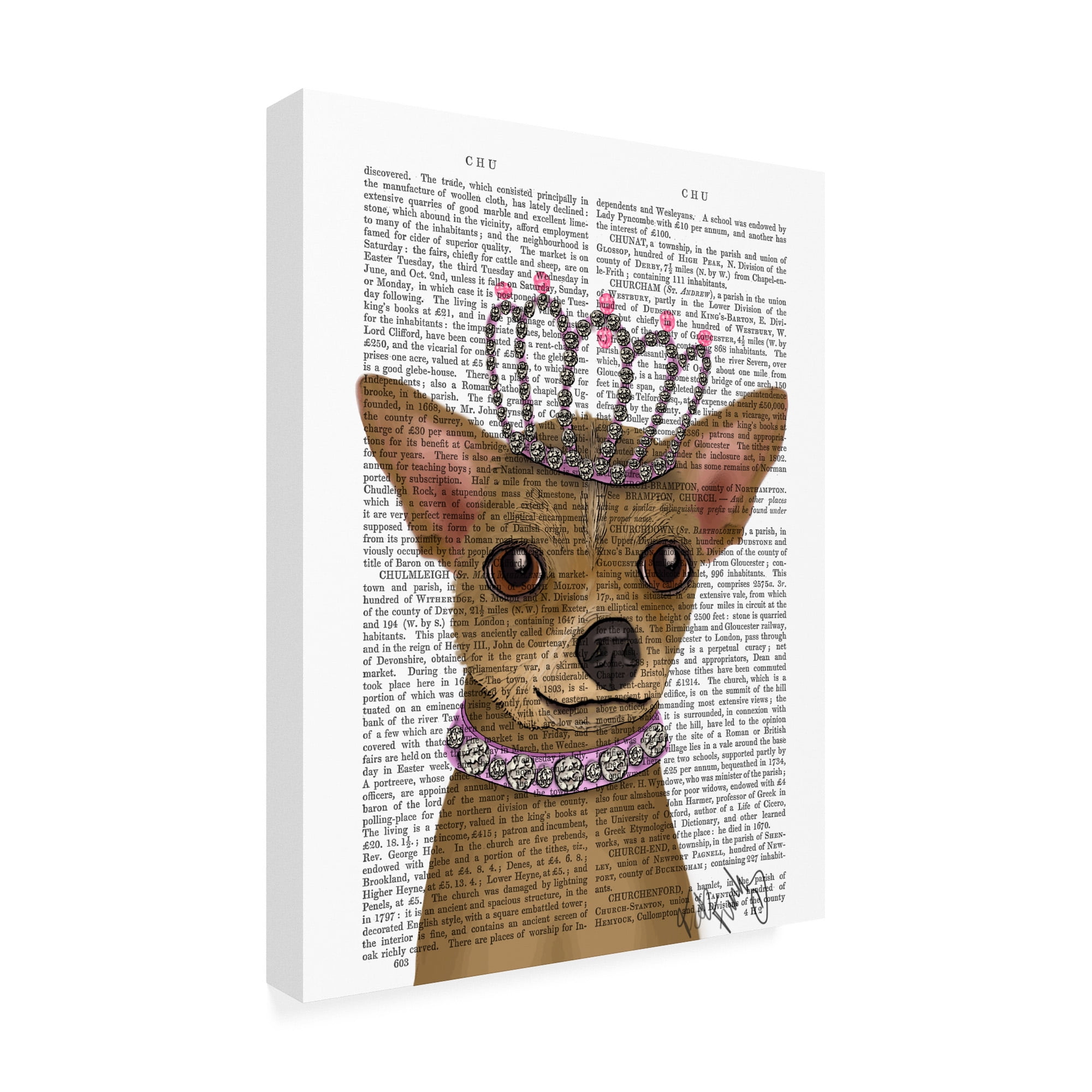 Trademark Fine Art 'Chihuahua And Tiara' Canvas Art by Fab Funky