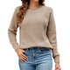 thumbnail image 1 of Suéter de Invierno Gibobby de punto Cuello redondo para mujer Otoño Invierno Nieve Caqui L, 1 of 5