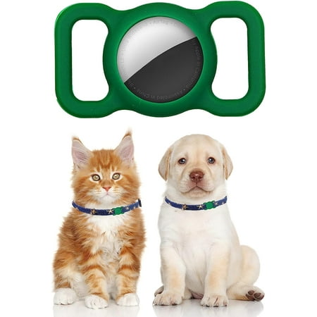 AirTag Dog Collar Pet, AirTag Holder Compatible , Apple airtags Case Cover,Silicone Protective Case Lightweight Soft Anti-Scratch Anti-Lost(Blackish Green-2 Pack)