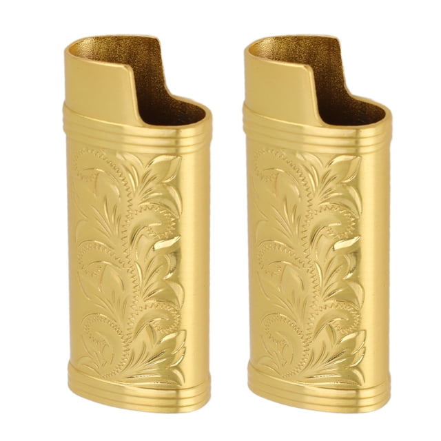 2 Pcs Étui Rétro pour Briquet, Alliage de Zinc Gravure Florale 3D Cadeaux de Collection pour Fumeurs