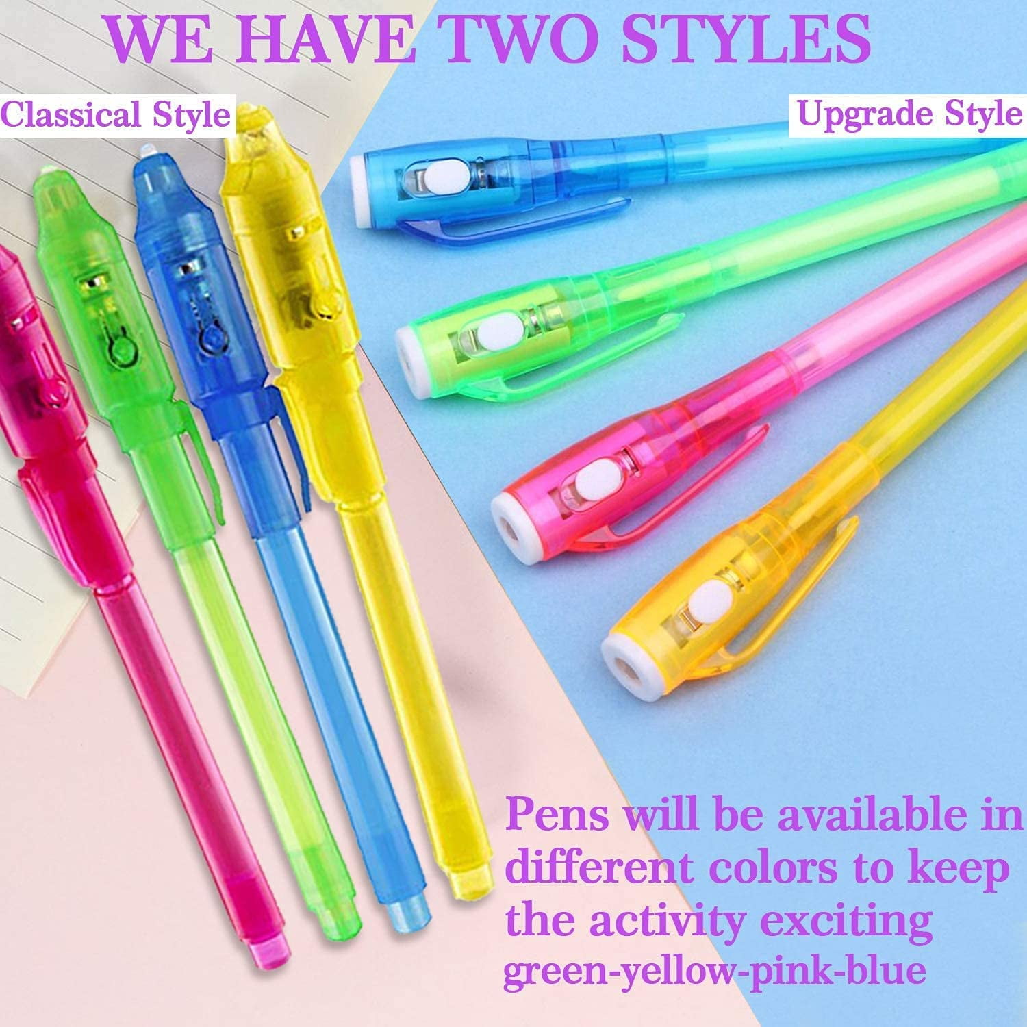 ENJOCASES 30 Pieces Invisible Ink Pen with UV Light Spy Pen Magic Marker for Kids Secret Message Pens Party Favors Ideas Gifts Easter Day Halloween