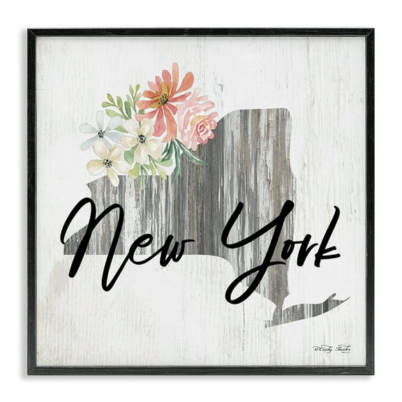 Stupell Industries Shabby Chic New York Botanical & Floral Painting Black Framed Art Print Wall Art, 12 x 12