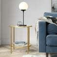 thumbnail image 2 of Evelyn&Zoe Sivil 20" Wide Round Side Table with Glass Shelf, Brass, 2 of 8